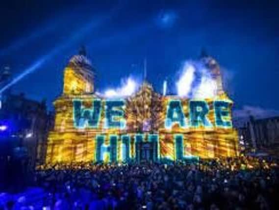An installation titled We Are Hull by artist Zolst Balogh was projected onto the city's Maritime Museum as part of the UK City of Culture celebrations. Picture by Danny Lawson/PA