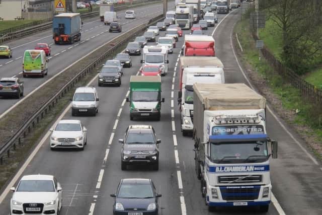 Slow-moving traffic on the northbound M6