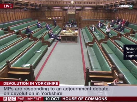 A screenshot from the devolution debate on Tuesday
