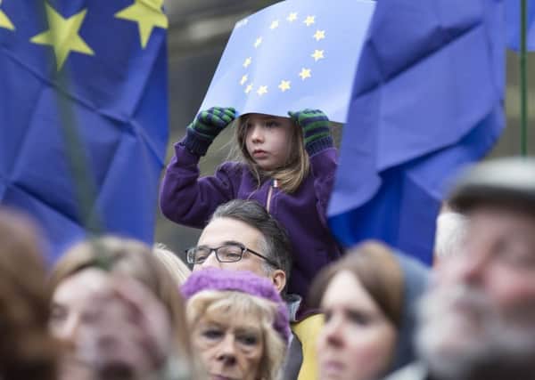 People gather at a Rally for Europe event.