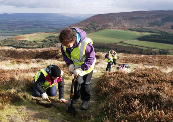 Young participants of The Explorer Club at work in the North York Moors National Park.