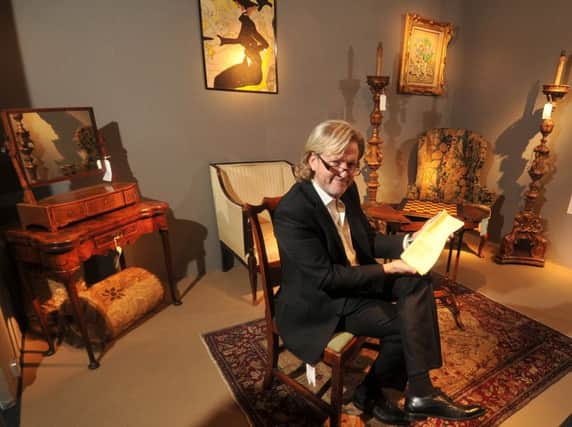 Tony Haynes of Haynes Fine Art has furnished a room set, at the Northern Antiques Fair in Harrogate, with pieces from the home of actress Vivien Leigh and her husband Sir Laurence Olivier.