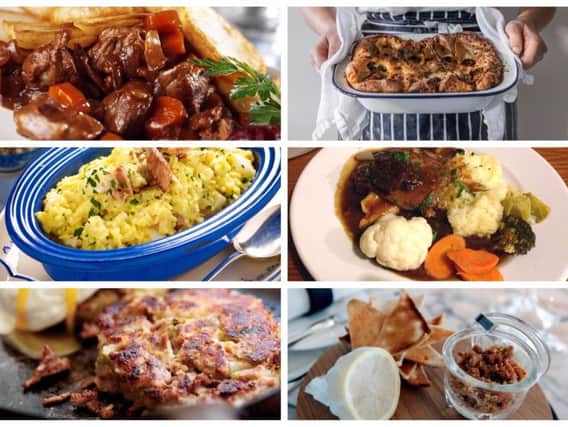 Clockwise from top left, Lancashire hot pot, toad in the hole, liver and onions, potted shrimp, bubble and squeak and Kedgeree could all soon be consigned to the history books.