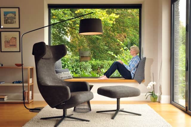 The Grand Repos chair and footstool are by Vitra and sourced from Hull-based Innes