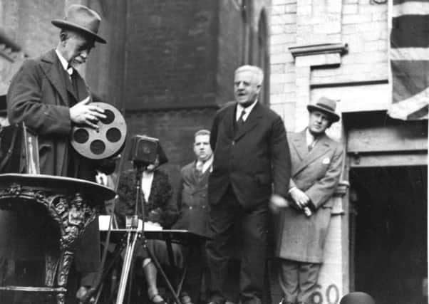 Historic: The unveiling of Louis Le Princes reel of moving film in 1930, pictured by the Leeds Mercury.