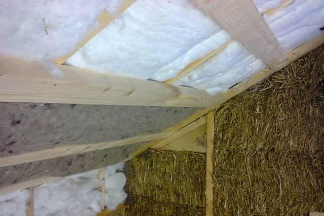 The straw inside long with roof insulation made from recycled plastic bottles