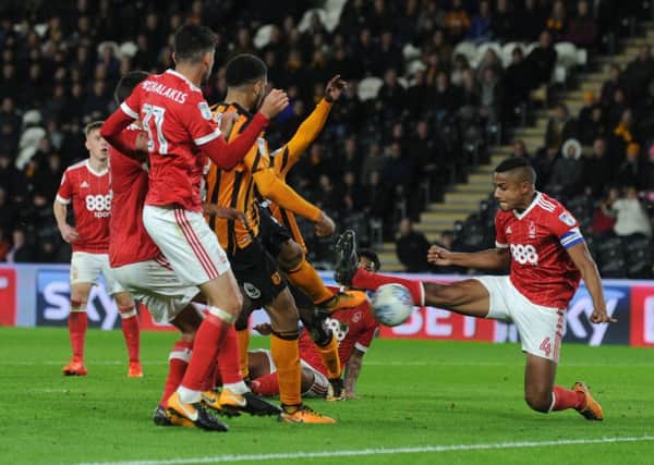 On target: Michael Hector scores Hull's second goal.

Picture: Bruce Rollinson