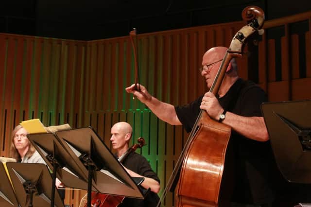 James Woodrow, Nick Cooper and Gavin Bryars at the Howard Assembly Room. Picture: Opera North