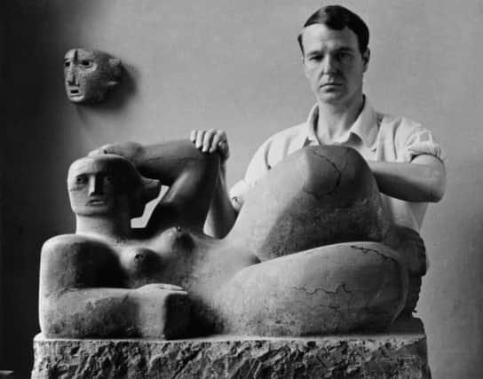 Henry Moore with Reclining Figure and Mask. Picture: Henry Moore Foundation Archive