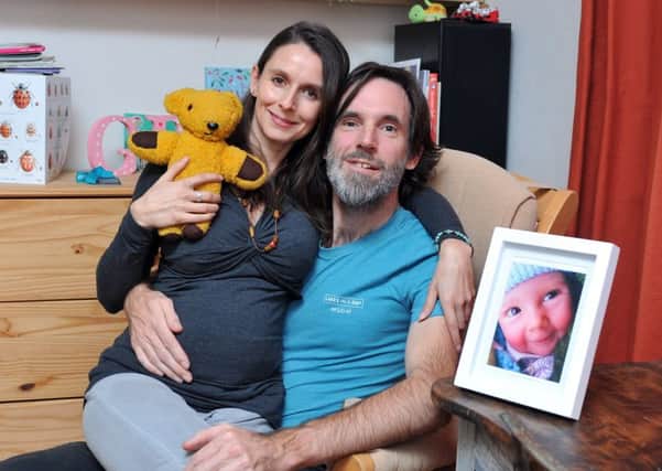 1 November 2017......    Clare McVeigh, 41 and Robin Warden, 49, who lost their eight month old, Grace, last year to a rare genetic illness. Clare is now six months pregnant and doing a Strictly Come Dancing-style fundraiser on Satruday for Martin House Hospice, where Grace died. Also campaigning for better access to a new drug treatment for the condition Grace died from, SMA.  Picture Tony Johnson.