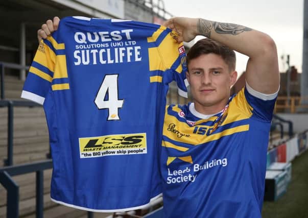 Liam Sutcliffe, with his new No 4 Leeds Rhinos' shirt for the 2018 Super League season. Picture supplied by Leeds Rhinos