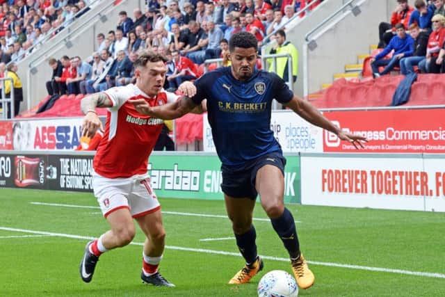 Barnsley's Zeki Fryers playing against one of his former loan clubs, Rotherham United, earlier this year. (Picture: Marie Caley)