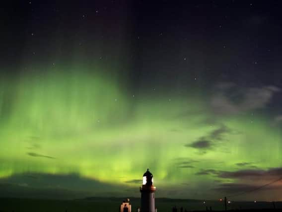 The Northern Lights was visible in the skies above Scotland and Northern England on Tuesday evening.