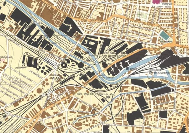 One of the secret Soviet maps showing Leeds city centre.