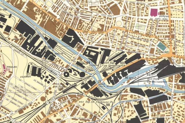 One of the secret Soviet maps showing Leeds city centre.

Read more at: http://www.yorkshirepost.co.uk/news/analysis/how-the-soviet-union-secretly-mapped-yorkshire-during-the-cold-war-1-8847409