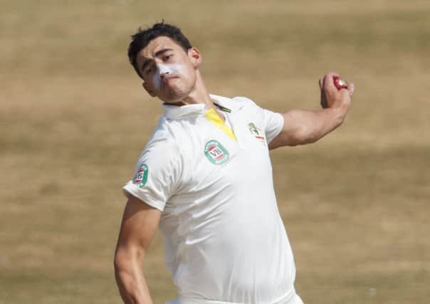Danger man: Mitchell Starc, pictured playing for Australia in England two years ago, took two hat-tricks in the same game this week, less than a fortnight away from the first Ashes Test. (Picture: Chris Ison/PA)