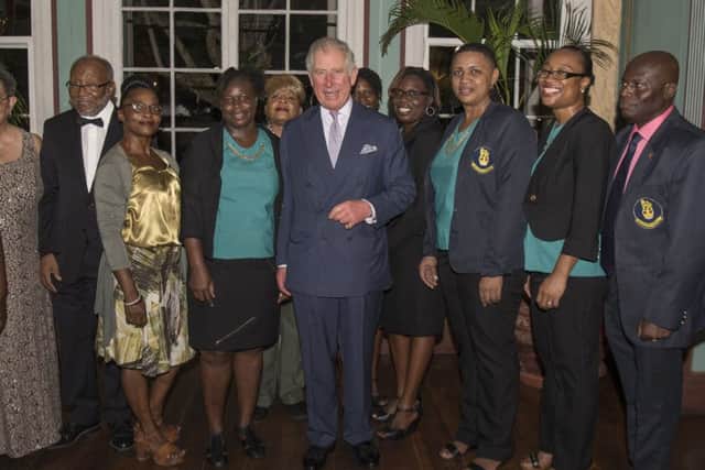 The Prince of Wales meets guests during a reception at Government House in Antigua as his tour of hurricane-ravaged Caribbean islands began. Picture: Victoria Jones/PA Wire
