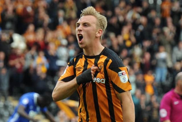 GREAT LEVELLER: Hull City's Jarrod Bowen scored a first-half equaliser for the home side against Ipswich.  Picture Tony Johnson.