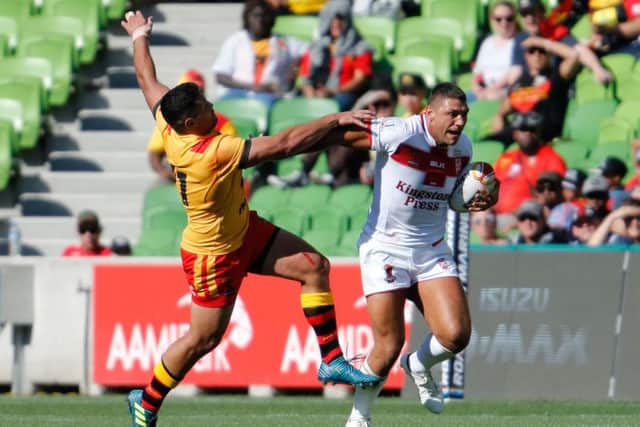 Ryan Hall on the charge against Papua New Guinea.