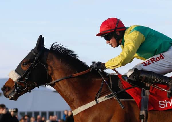 Fox Norton and Bryan Cooper clear the last fence before going on to win The Shloer Steeple Chase run during day three of the November Meeting at Cheltenham Racecourse. (Picture: Julian Herbert/PA Wire)