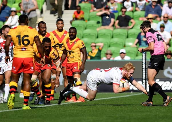 England's James Graham in action against Papua New Guinea during the Rugby League World Cup.