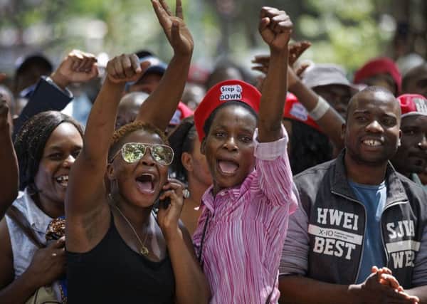 Joy on the streets of Harare as Robert Mugabe's resignation was announced.