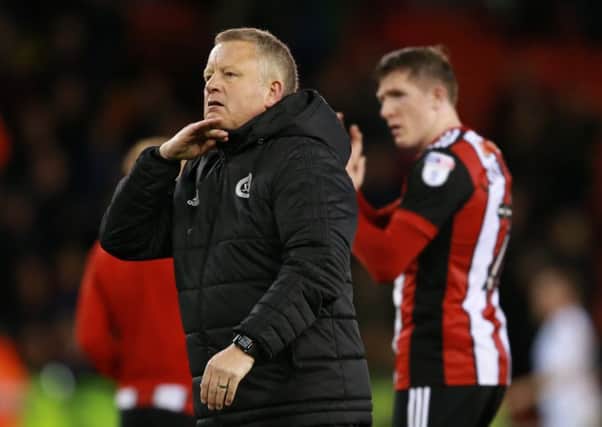 Sheffield United manager Chris Wilder urges the fans to keep their chins up after his side suffered a 5-4 home defeat to Fulham (Picture: Simon Bellis/Sportimage).