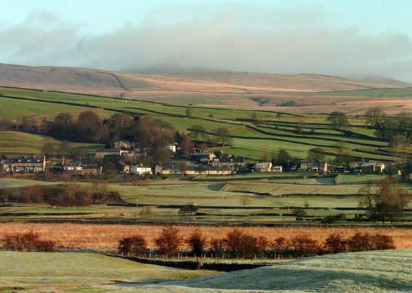 Early morning frost in Ribblesdale looking towards Long Preston in the Yorkshire Dales.