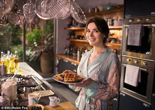 The One Hundred Stars dressing gown, Â£65, from Maude & Tommy in York - made famous by Nigella Lawson in her TV series Nigella: at My Table running on BBC2 at 8:30pm on Monday nights - is now sold out but on order, and there are other map designs available. Picture: BBC/Robin Fox.