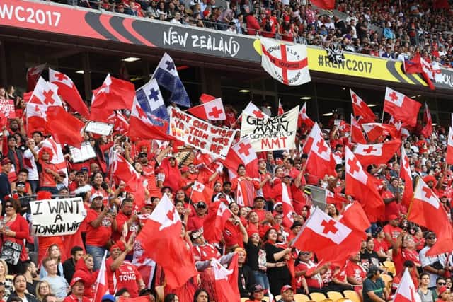 Tonga fans and supporters at the Mt Smart Stadium in Auckland for Saturday's semi-final against England. Picture: Andrew Cornaga/SWpix.com/PhotosportNZ