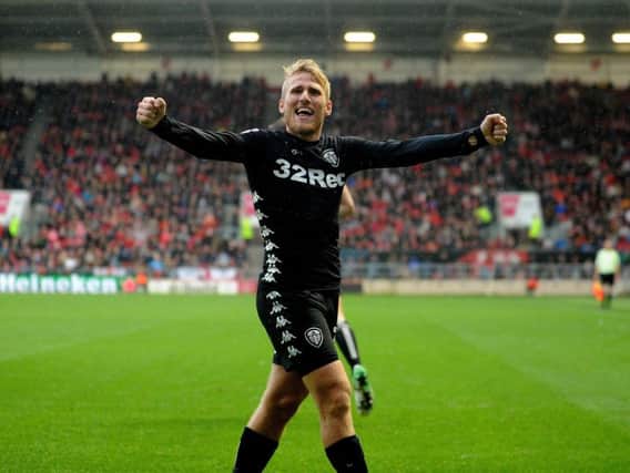 ON TARGET: Samuel Saiz opened the scoring for Leeds in the first-half against Barnsley