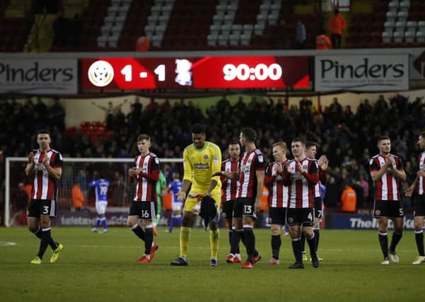 Sheffield Utd players applaud the fans. Picture: Simon Bellis/Sportimage