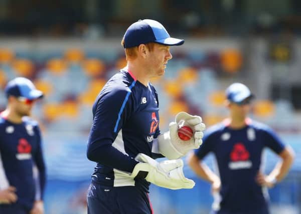 BUSINESS AS USUAL: England's Jonny Bairstow warms up  ahead of day five's play in the opening Ashes Test match at The Gabba. Picture: Jason O'Brien/PA