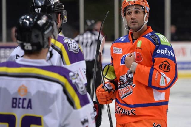 WHO ME? Andre Deveaux's short spell with Sheffield Steelers has been brought to an end by head coach, Paul Thompson. Picture: Dean Woolley.