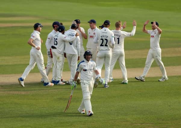 Yorkshire's Andy Hodd is dismissed by Essex earlier this year at Chelmsford. Yorkshire face the 2017 champions twice in the first four games of 2018. Picture: Steven Paston/PA