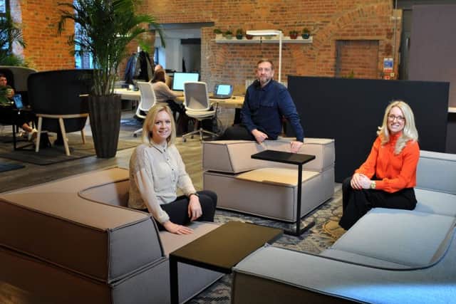 Sarah Dodsworth - Space Invader Design, Paul Dean - Ralph Capper Interiors and Emma Bennett - Ralph Capper Interiors in the Green Sand Foundry in Leeds.  Picture Tony Johnson