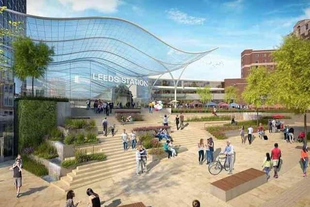 A revamped Leeds railway station is at the heart of city centre regeneration plans.