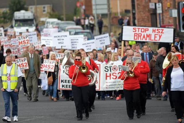 A protest against the HS2 'M18 route' in South Yorkshire