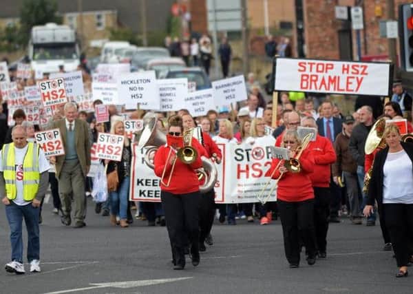 A protest against the HS2 'M18 route' in South Yorkshire