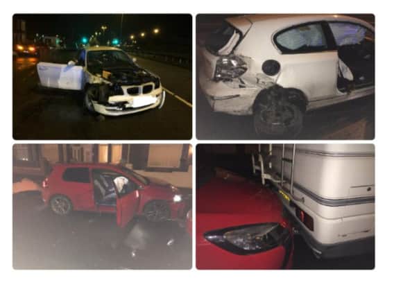 Vehicles damaged in the collision in Hull. Picture: Humberside Police.