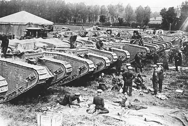 Tanks preparing for the Battle of Cambrai