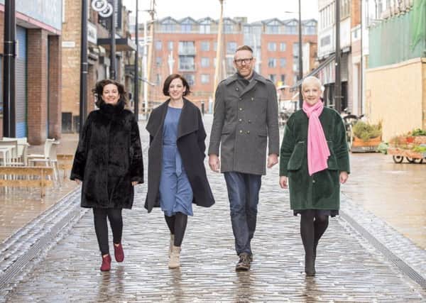 FROM LEFT TO RIGHT: Current Executive Director Hull 2017 Fran Hegyi, new Creative Director Katy Fuller, current CEO Martin Green and new Executive Director Emma Morris.