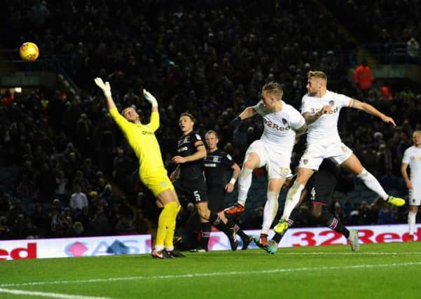Leeds United's Liam Cooper heads home against Aston Villa but the 'goal' was ruled out for offside.