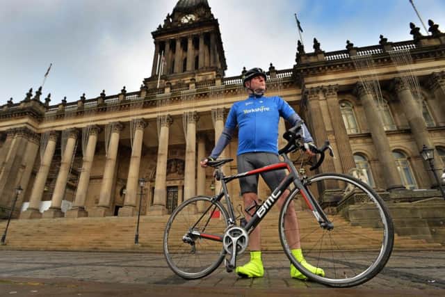 FINISH LINE: Sir Gary Verity outside Leeds Town Hall on the Headrow here the final stage of the 2018 Tour de Yorkshire will finish.  Picture: Bruce Rollinson