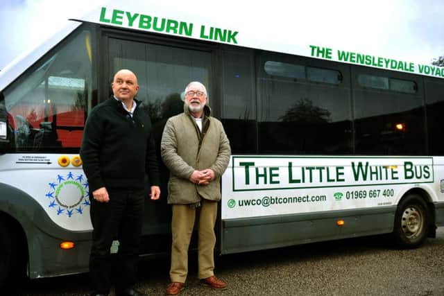 Walter Head with one of the drivers for The Little White Bus, Dave Greenwood, in Hawes.