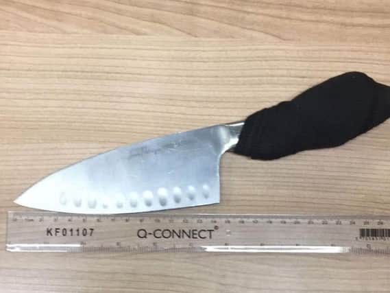 The knife recovered by officers. Picture: West Yorkshire Police's Leeds Crime Team, Twitter.