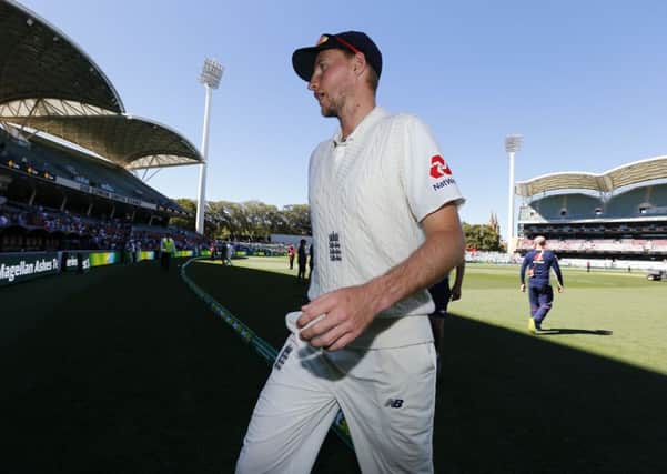 England's Joe Root leaves the field after his side's 120-run defeat at the Adelaide Oval. Picture: Jason O'Brien/PA.