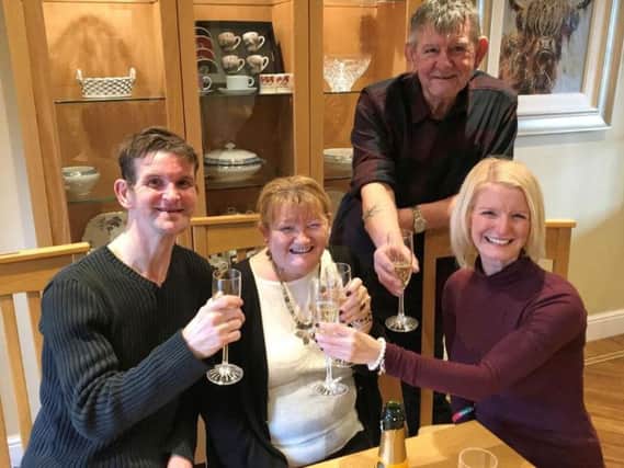 The family of Nick Dunn, from Ashington, Northumberland, one of the Chennai Six (from right to left) sister Lisa Dunn, dad Jim Dunn, mum Margaret Dunn and brother Paul Dunn, celebrating his return