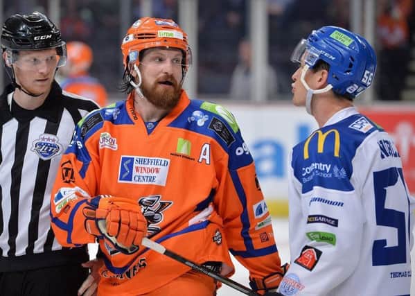 SKATING BACK: Sheffield Steelers' defenceman Zack Fitzgerald took to the ice after main practice in Sheffield on Thursday. 
Picture: Dean Woolley