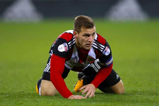Sheffield United's Billy Sharp shows his frustration.